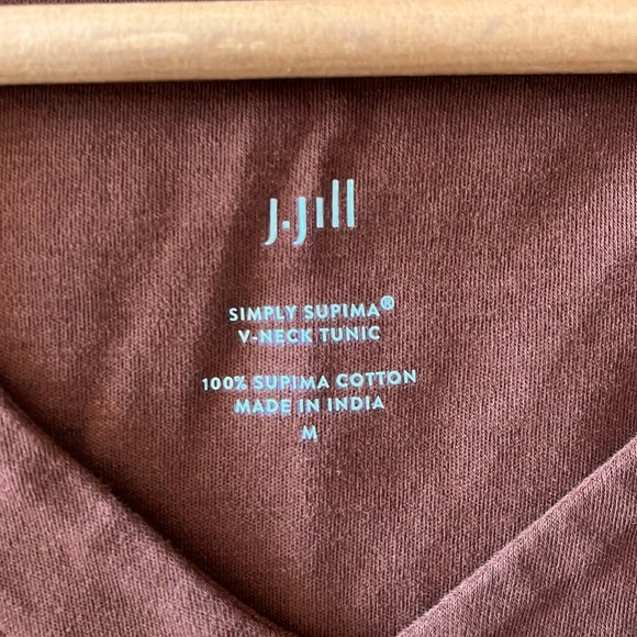 J.Jill spiced wine color tunic | Size M | Supima Cotton | V-Neck | 3/4 sleeved - Picture 3 of 6